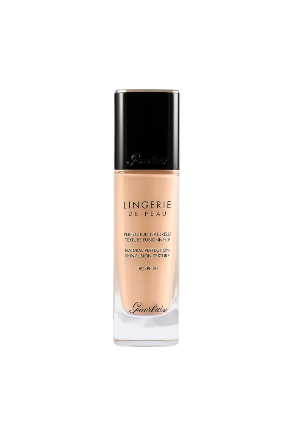 Guerlain Lingerie de Peau foundation bottle on a white background. Monza Outlet