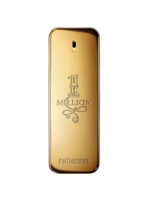 Gold perfume bottle with '1 Million' and 'Rabanne' branding on a white background monza outlet, Shein outlet, monza fashion