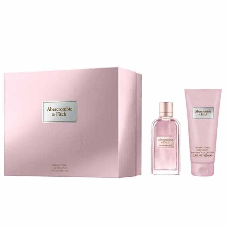 Abercrombie & Fitch perfume set with pink packaging on a white background Monza Outlet