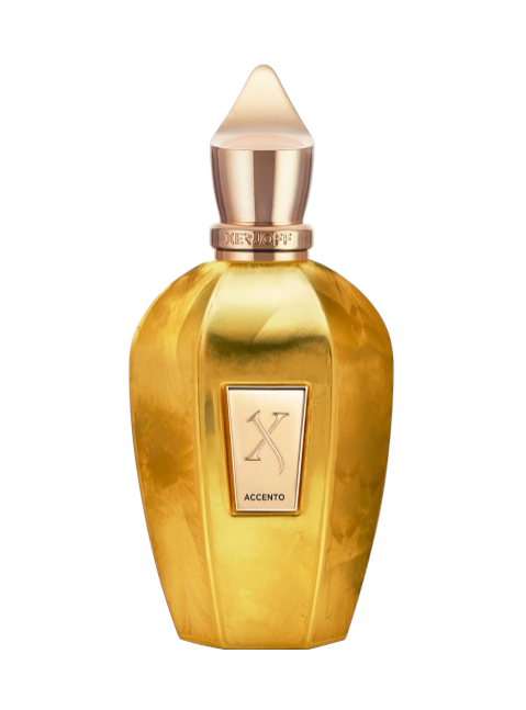 Gold perfume bottle with a white cap on a white background Monza Outlet