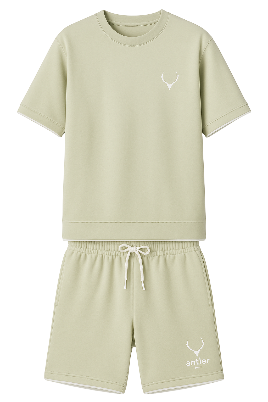 Light green t-shirt and shorts set with a logo on a white background Monza Italy Monza Outlet