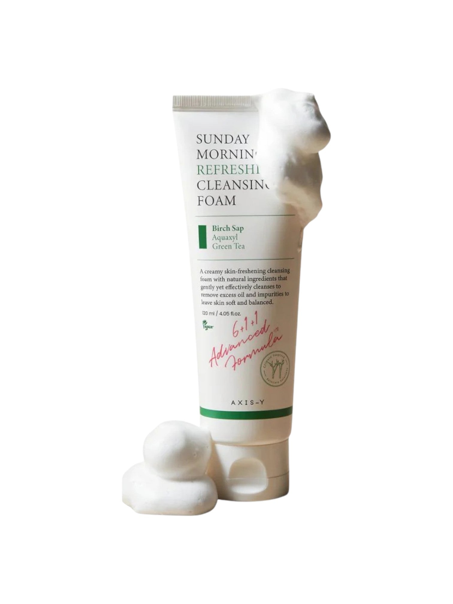 Tube of Sunday Mornin Refresh Cleansing Foam with white packaging on a white background. Axis-y, Monza Outlet, Monza Fashion, Shein Outlet