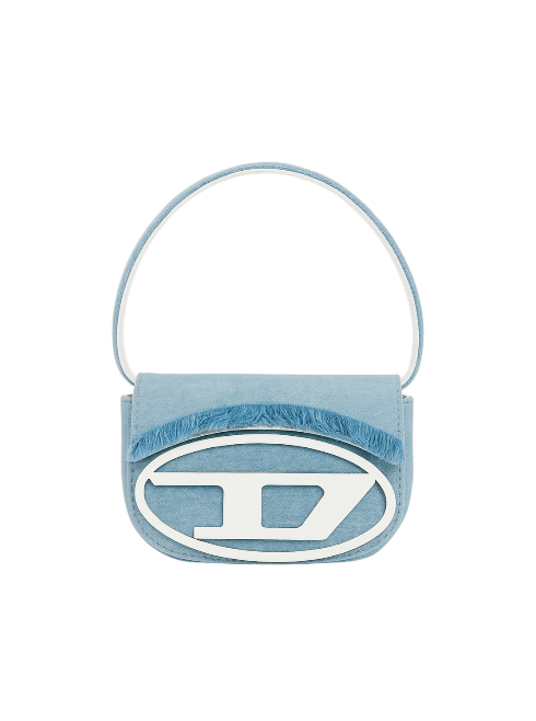 Small blue handbag with a visible brand logo on a white background monza outlet, Shein outlet, monza fashion