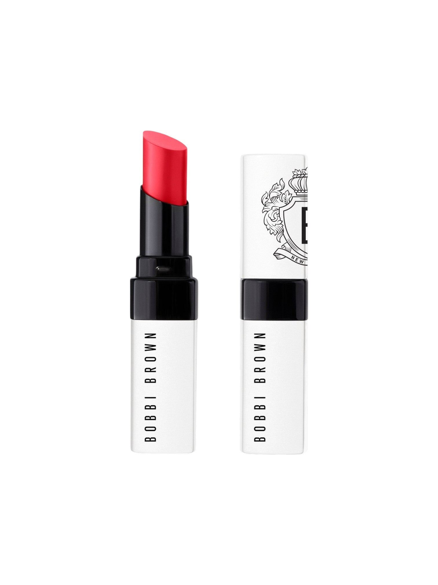 Bobbi Brown lipstick with red shade and white packaging on a white background. Bobbi Brown, Monza Outlet, Monza Fashion, Shein Outlet