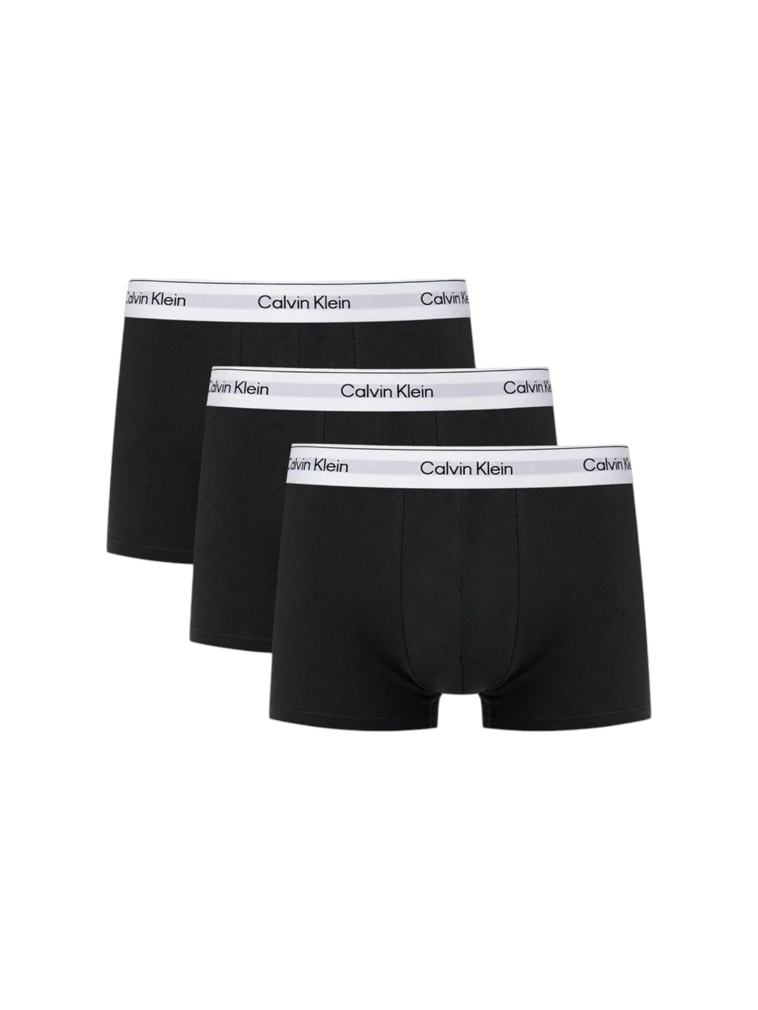 Calvin Klein Men’s Black Cotton Stretch Trunks 3-Pack (White Waistband)