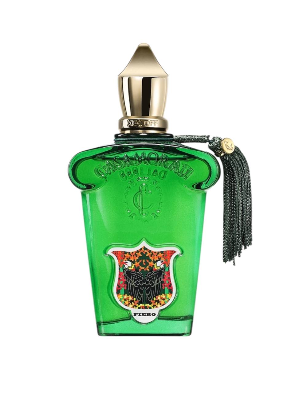Green perfume bottle with floral design and gold cap on a white background Monza Outlet, Monza Fashion, Shein Outlet