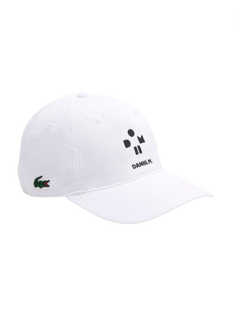 White cap with black logo and text on a white background Lacoste Monza monza outlet, Shein outlet, monza fashion