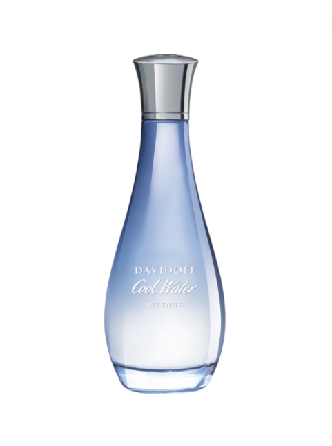 Blue perfume bottle with silver cap on a white background Monza Outlet