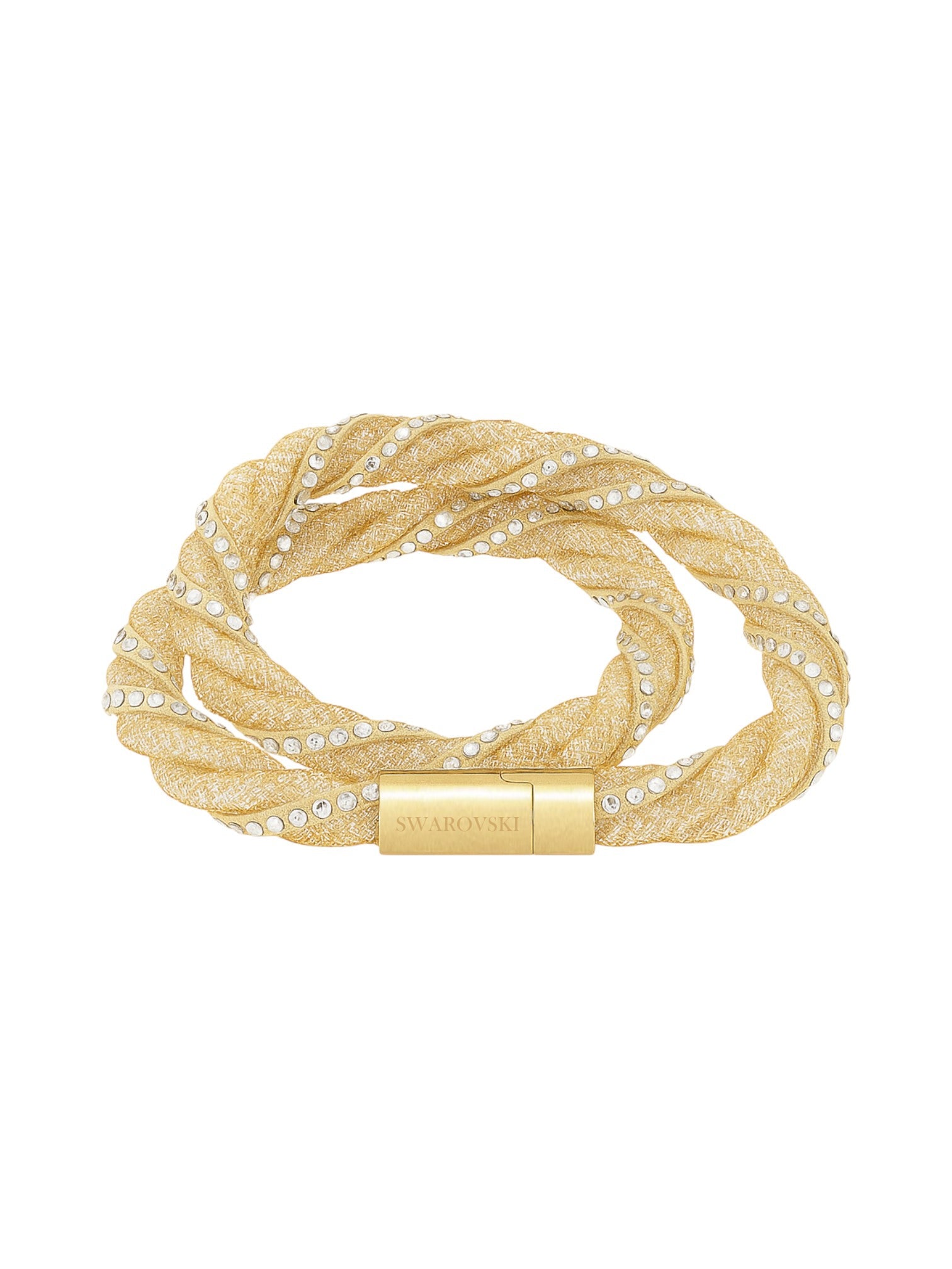 Gold bracelet with a gold clasp on a white background Swarovski