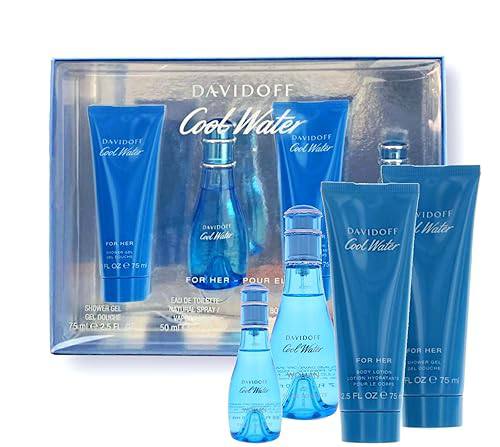 Davidoff Cool Water perfume set for women on a white background Monza Outlet