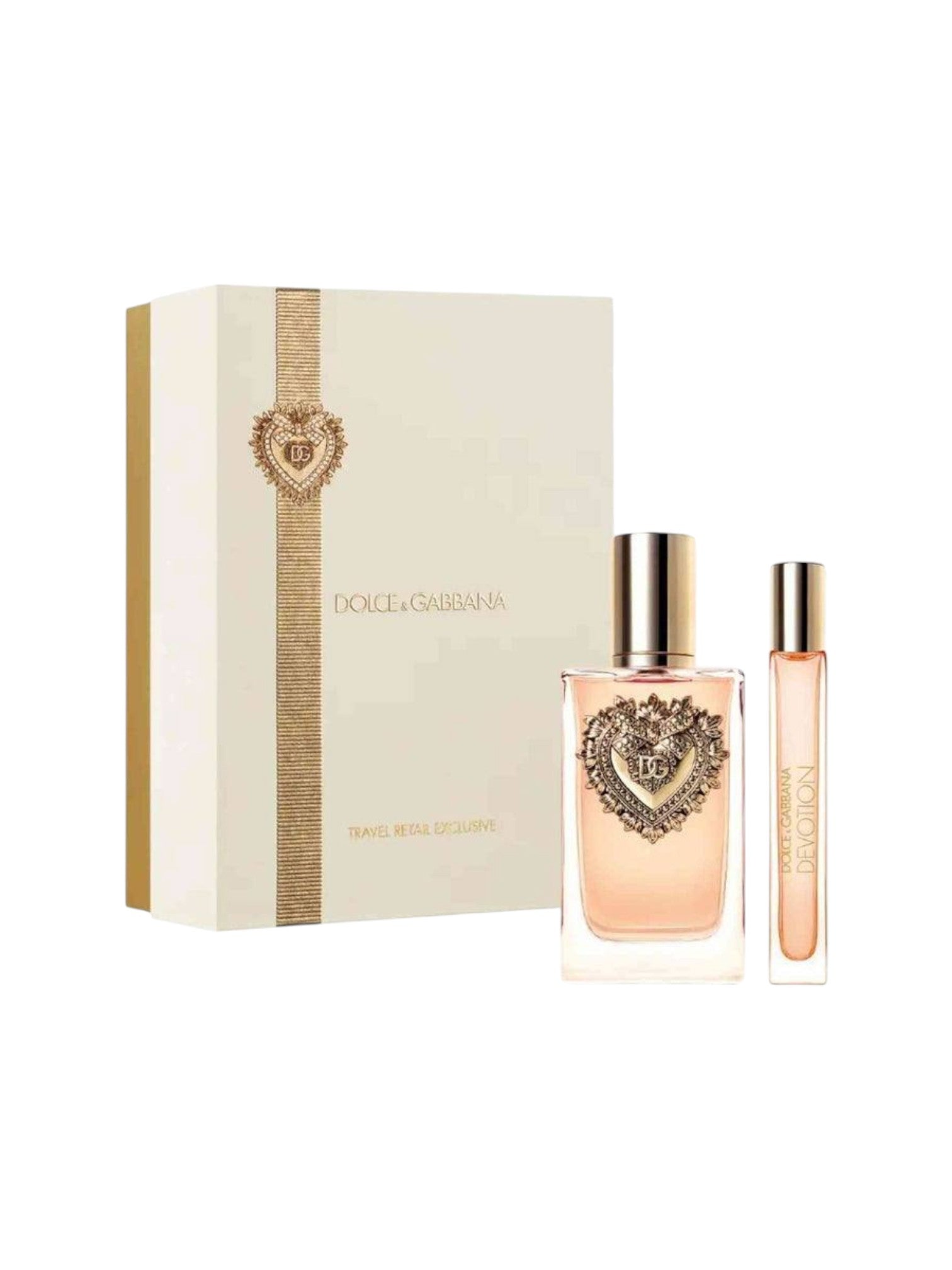 Dolce & Gabbana perfume set with two bottles and a box on a white background. Dolce & Gabbana, Monza Outlet, Monza Fashion, Shein Outlet