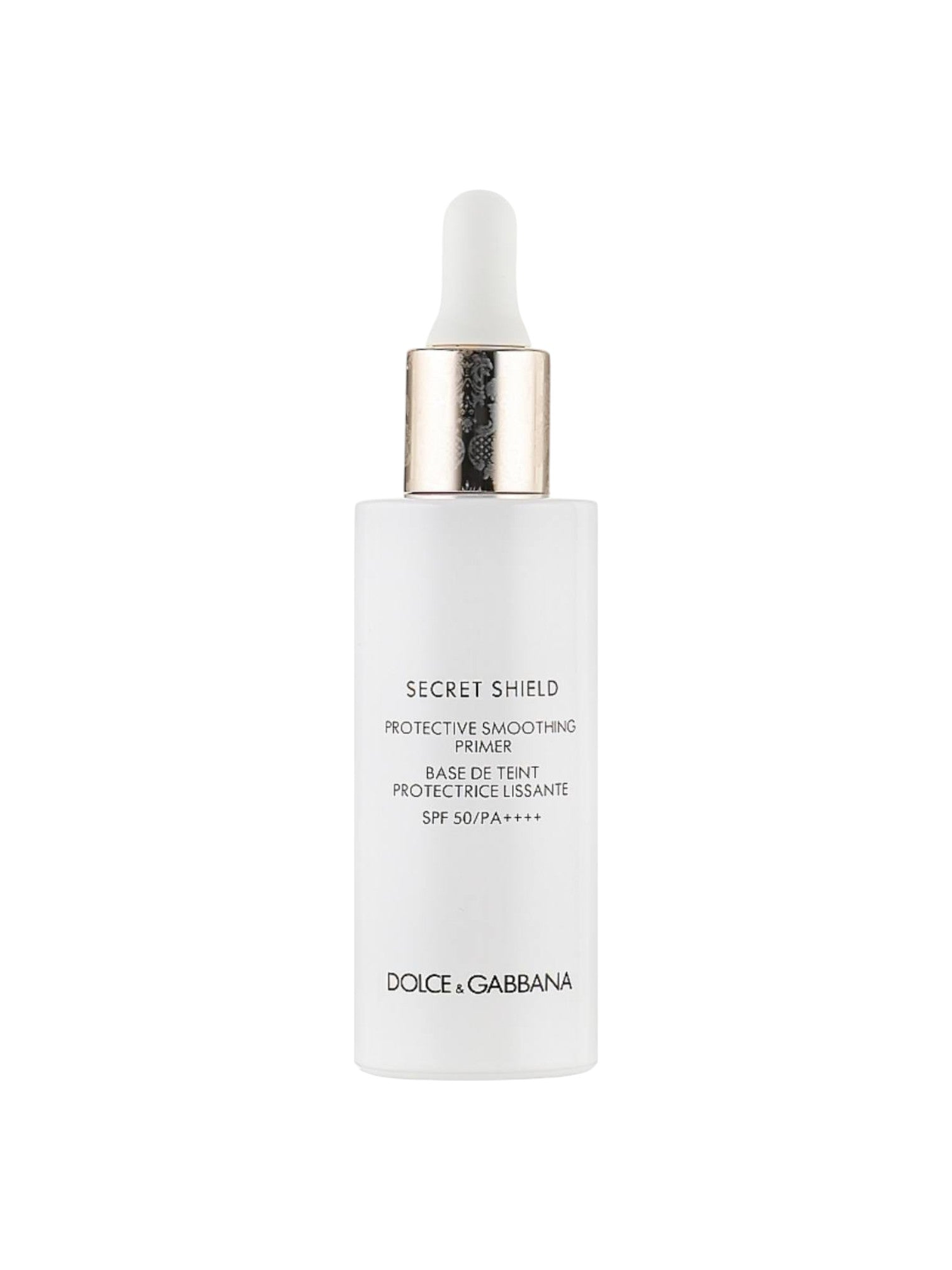 Dolce & Gabbana Secret Shield skincare bottle on a white background Dolce Gabbana Monza Outlet