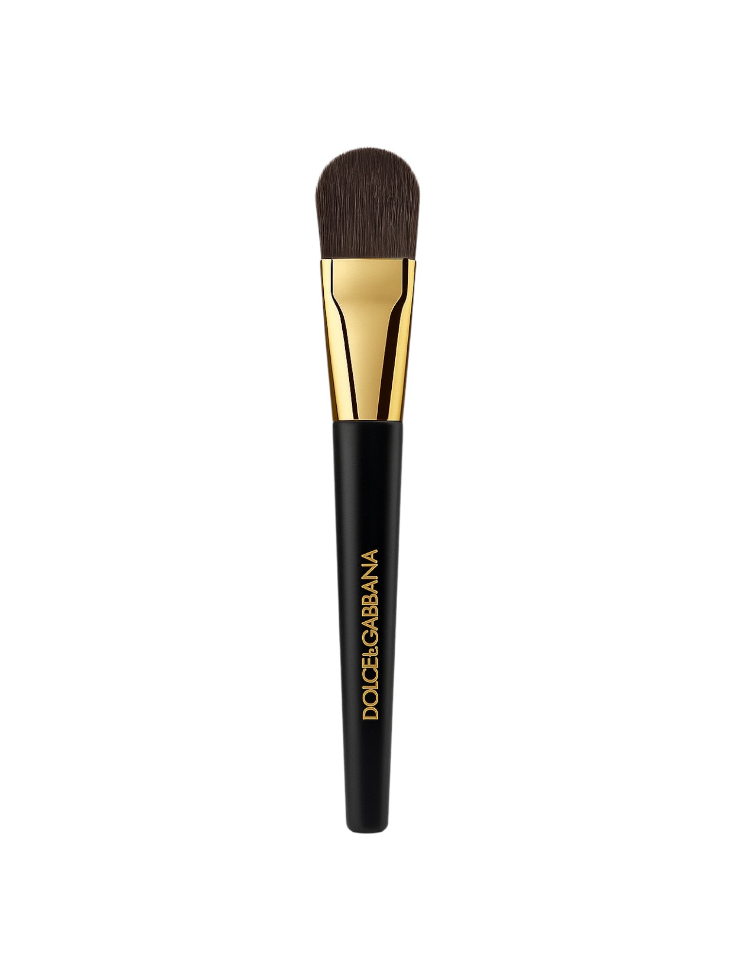 Makeup brush with gold ferrule and black handle on a white background, featuring Dolce & Gabbana branding. Dolce Gabbana Monza Outlet