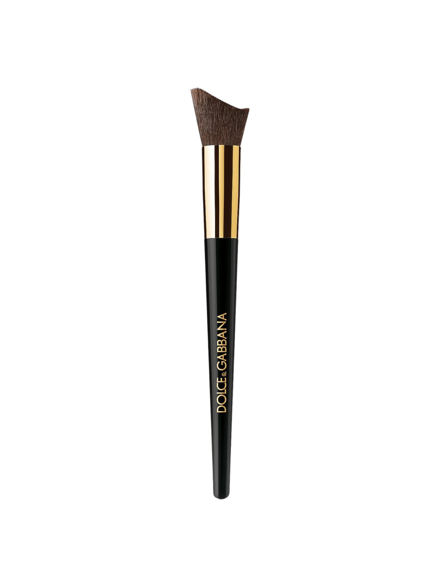 Makeup brush with black handle and gold accents on a white background, featuring Dolce & Gabbana branding. Dolce Gabbana Monza Outlet