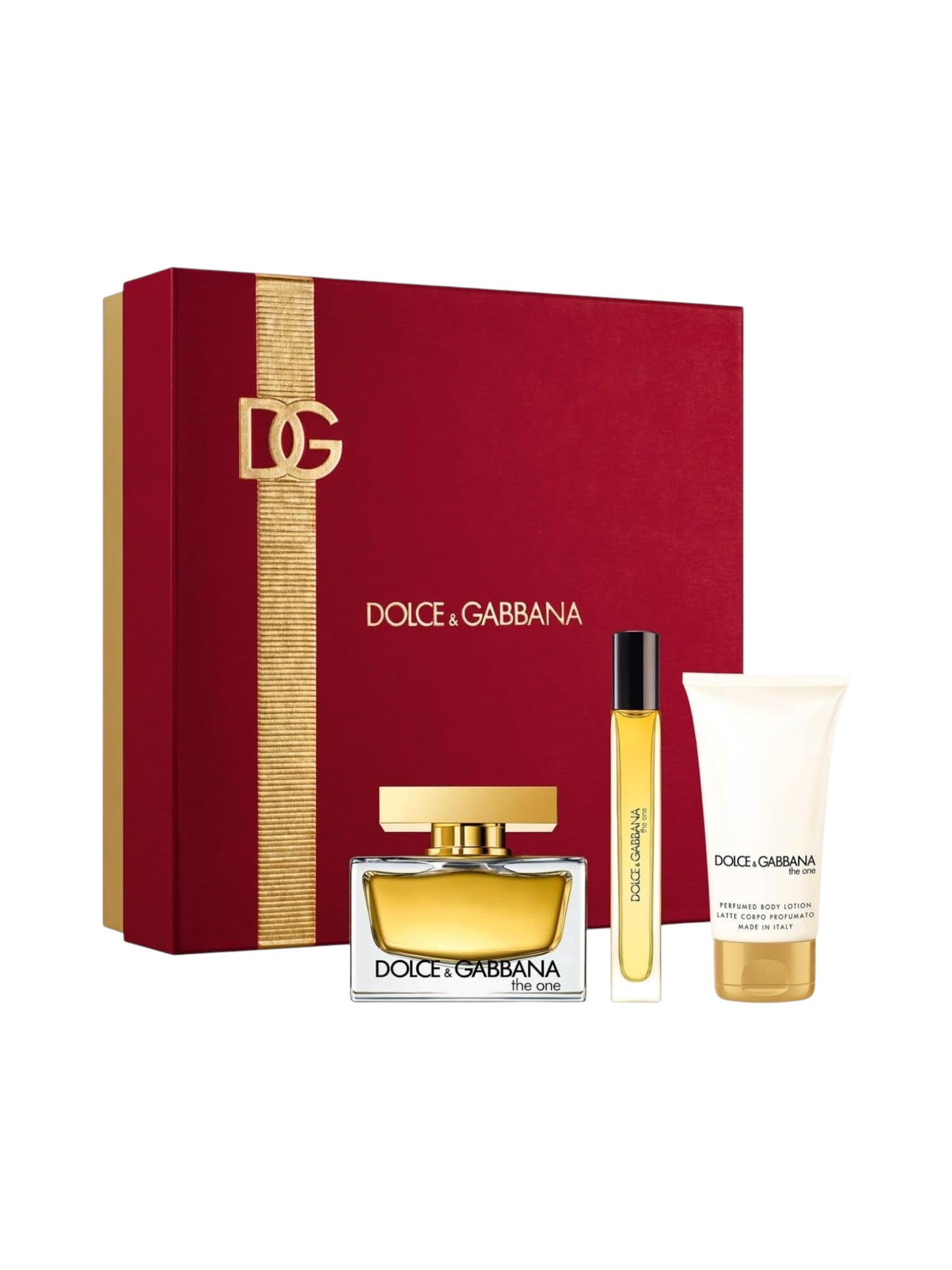 Dolce & Gabbana perfume set with red box on a white background Dolce Gabbana Monza Outlet