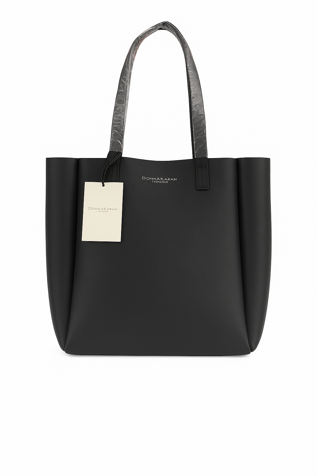 Black tote bag with a visible brand tag on a white background Monza Outlet