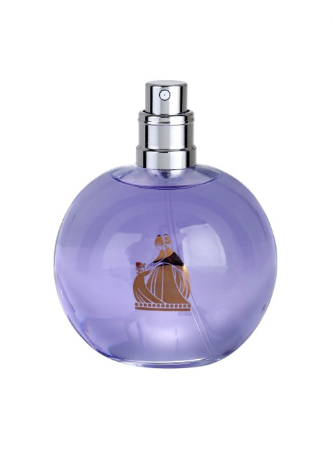 Purple perfume bottle with a silver nozzle on a white background