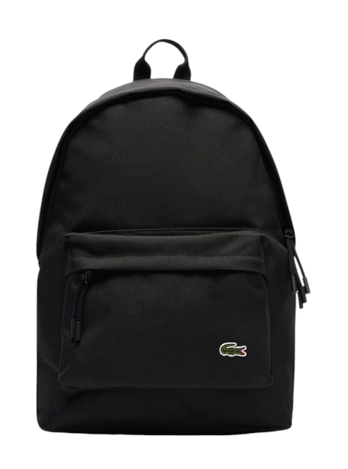 Black backpack with a brand logo on a white background Lacoste Monza Outlet, Monza Fashion, Shein Outlet