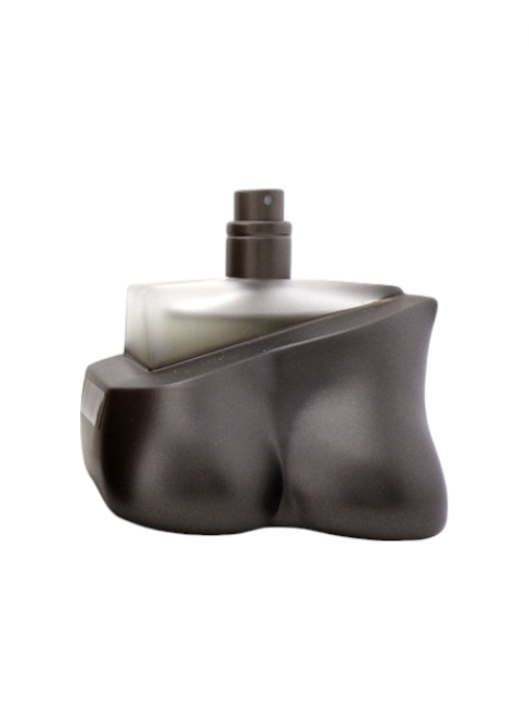 Sculptural perfume bottle with a unique design on a white background