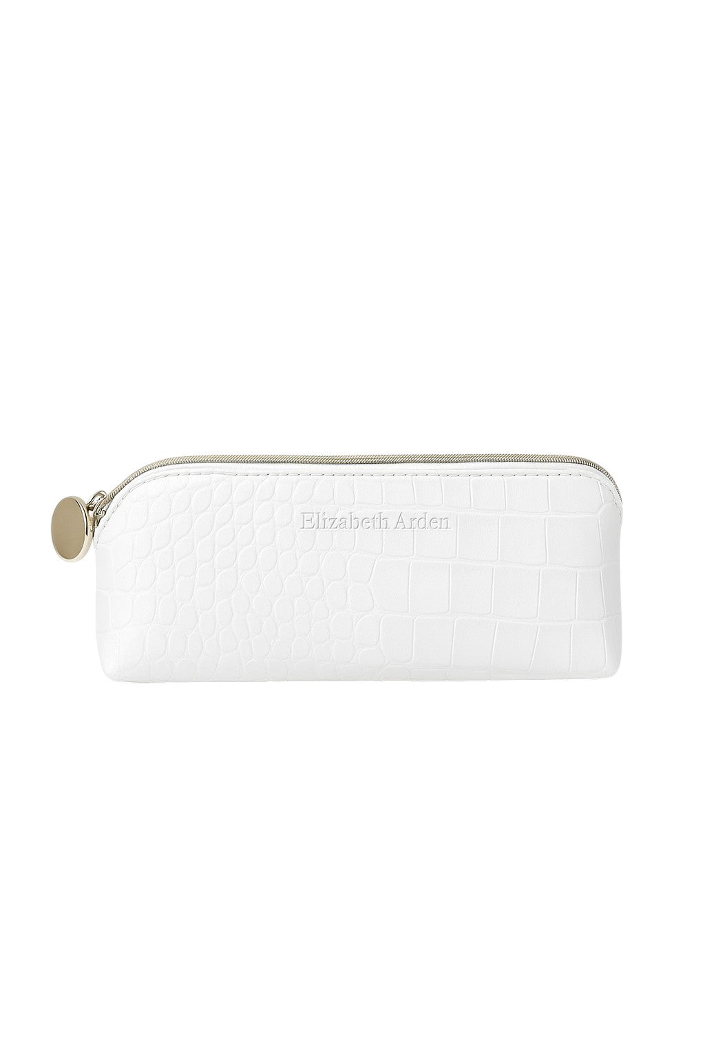 White wallet with gold zipper on a white background Elizabeth Arden Monza Outlet