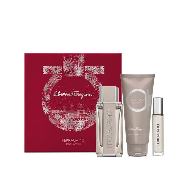 Ferragamo perfume set with a red box featuring snowflake design on a white background Monza Outlet