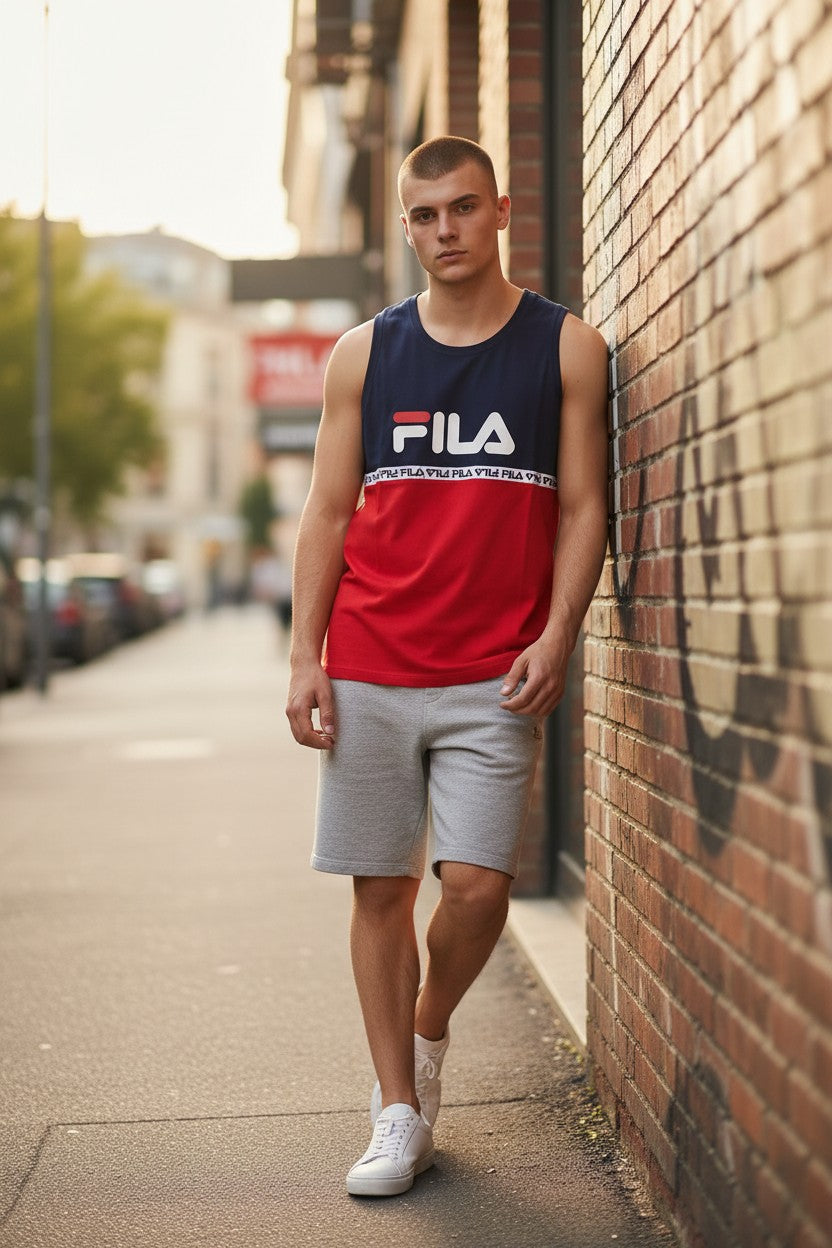Fila Boy’s Red/Navy Blue Sleeveless T-Shirt