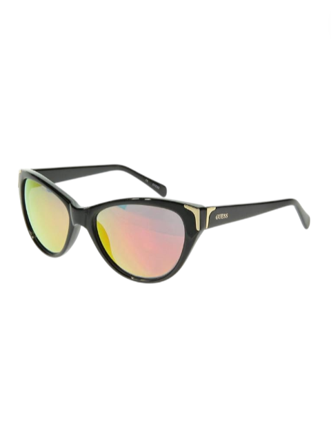 Sunglasses with black frame and colorful lenses on a white background Monza Outlet