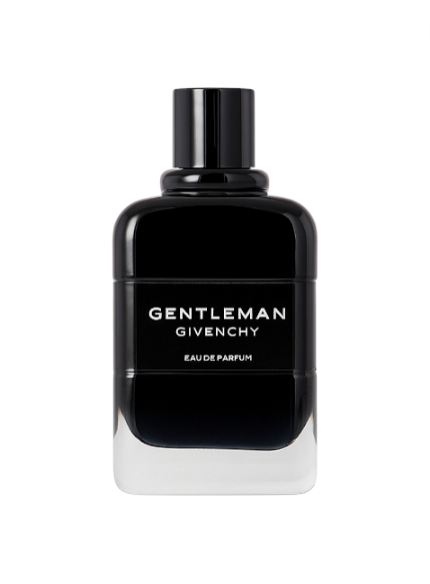 Black perfume bottle labeled Gentleman Givenchy on a white background Monza Outlet