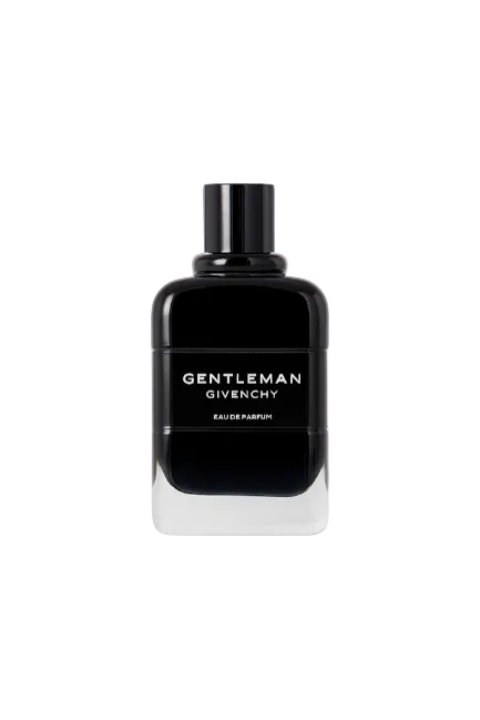 Black perfume bottle labeled Gentleman Givenchy on a white background Monza Outlet