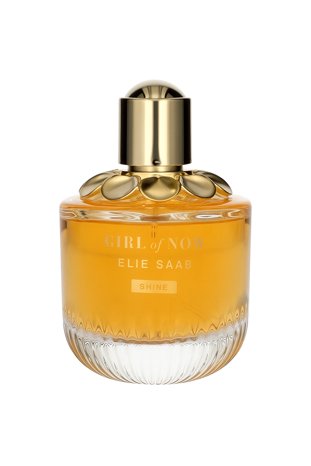 Elie Saab perfume bottle with gold cap on a white background Monza Outlet