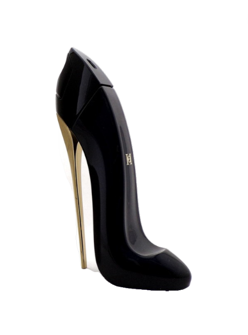 Black high-heeled shoe with gold heel on a white background monza outlet, Shein outlet, monza fashion