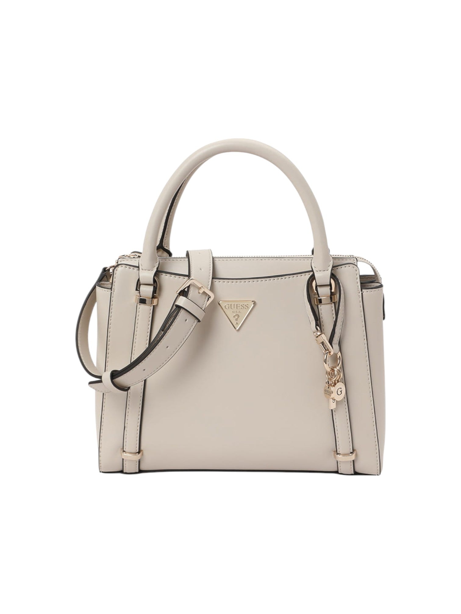 Beige handbag with a visible brand logo on a white background. Guess, Monza Outlet, Monza Fashion, Shein Outlet