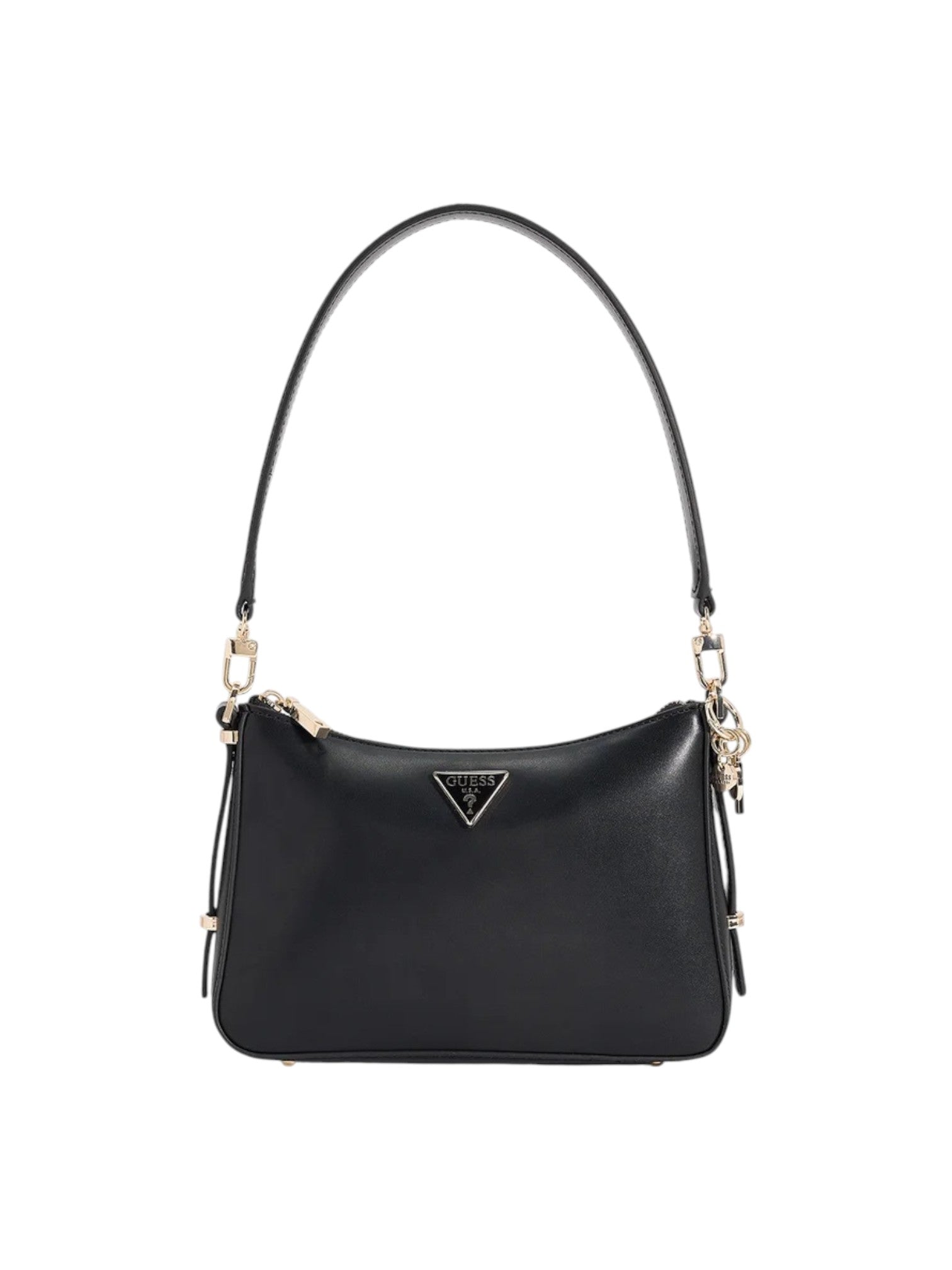 Black handbag with gold accents on a white background. Guess, Monza Outlet, Monza Fashion, Shein Outlet