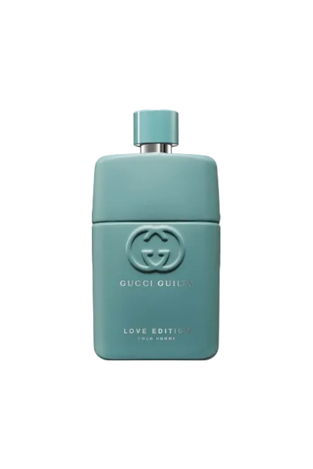 Teal Gucci Guilty Love Edition perfume bottle on a white background Monza Outlet
