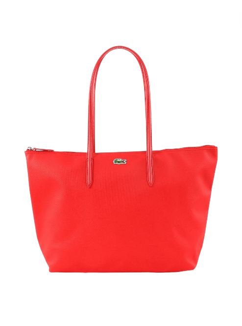 Red tote bag with a visible brand logo on a white background Lacoste Monza Outlet, Monza Fashion, Shein Outlet