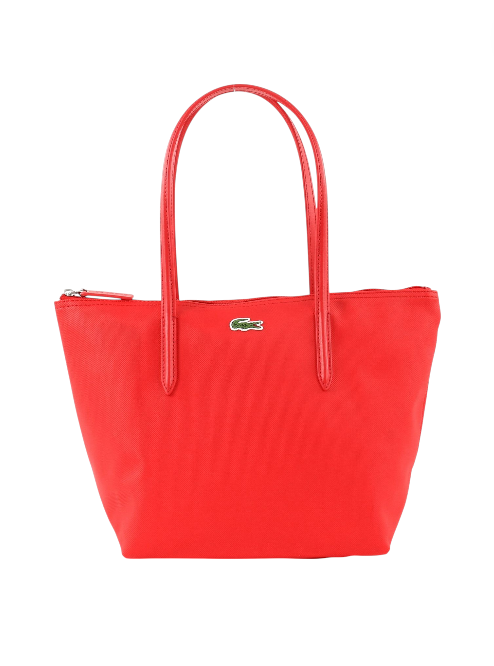 Red tote bag with a brand logo on a white background Lacoste Monza Outlet, Monza Fashion, Shein Outlet