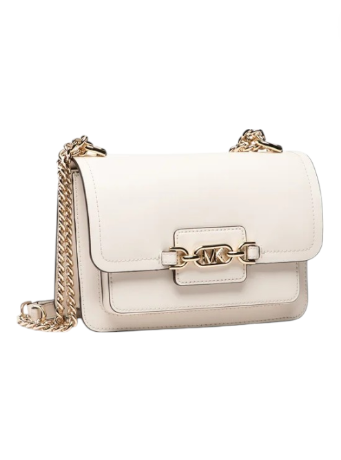 White handbag with gold chain strap on a white background, Michael Kors, Monza Outlet, Monza Fashion, Shein Outlet