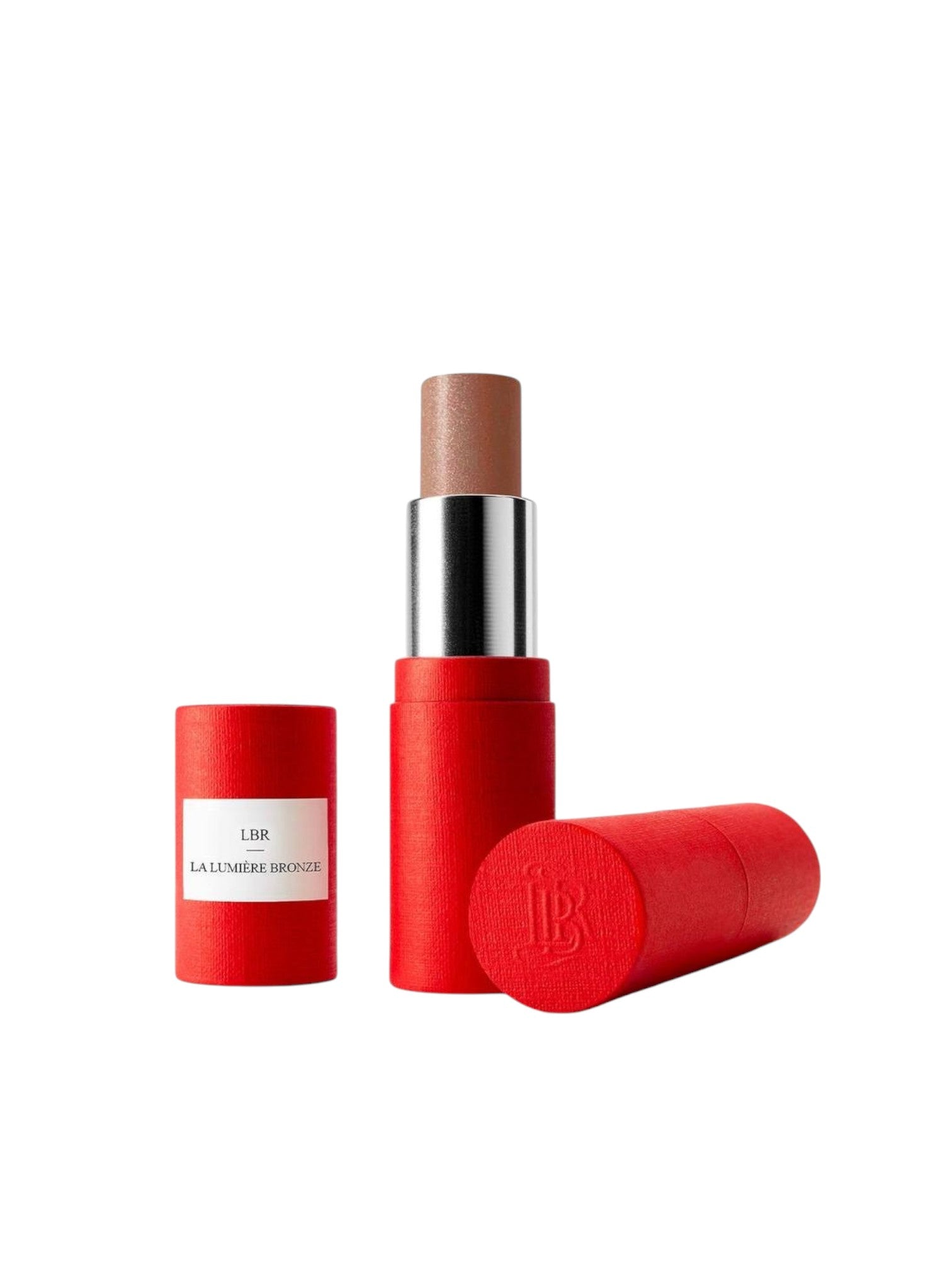 Makeup stick with red casing and silver top on a white background Monza outlet, monza fashion, shein outlet, shien outlet