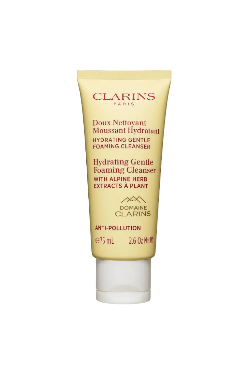 Clarins hydrating gentle foaming cleanser tube on a white background monza outlet, Shein outlet, monza fashion