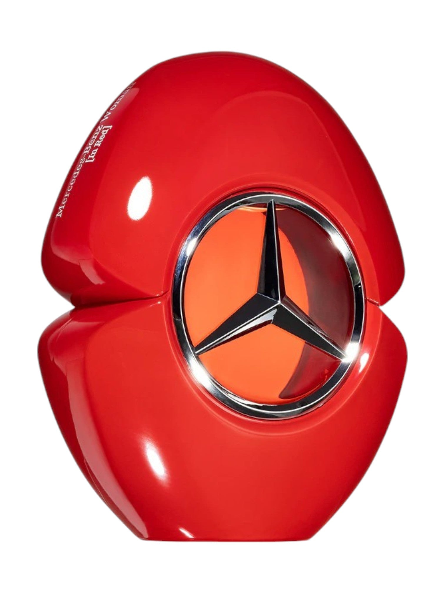 Red car air freshener with Mercedes-Benz logo on a white background Monza Outlet