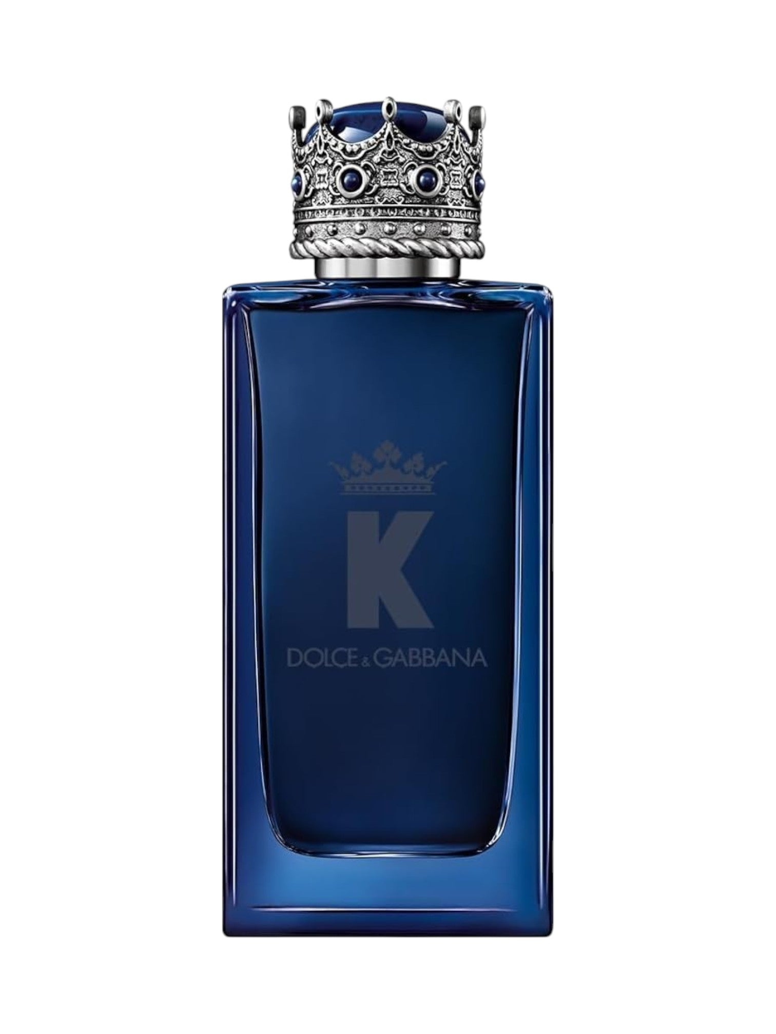 Blue Dolce & Gabbana perfume bottle with decorative cap on a white background Dolce Gabbana Monza Outlet