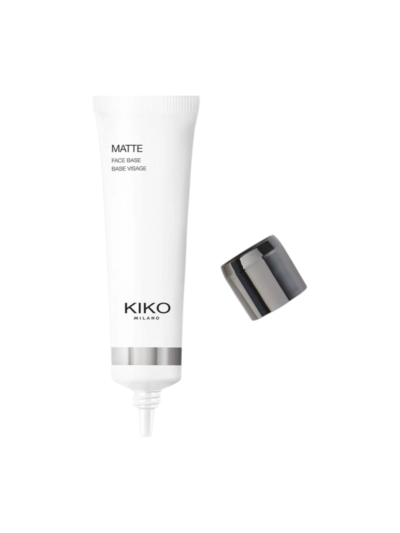 Kiko Milano Matte Face Base tube with cap on a white background. Kiko, Monza Outlet, Monza Fashion, Shein Outlet