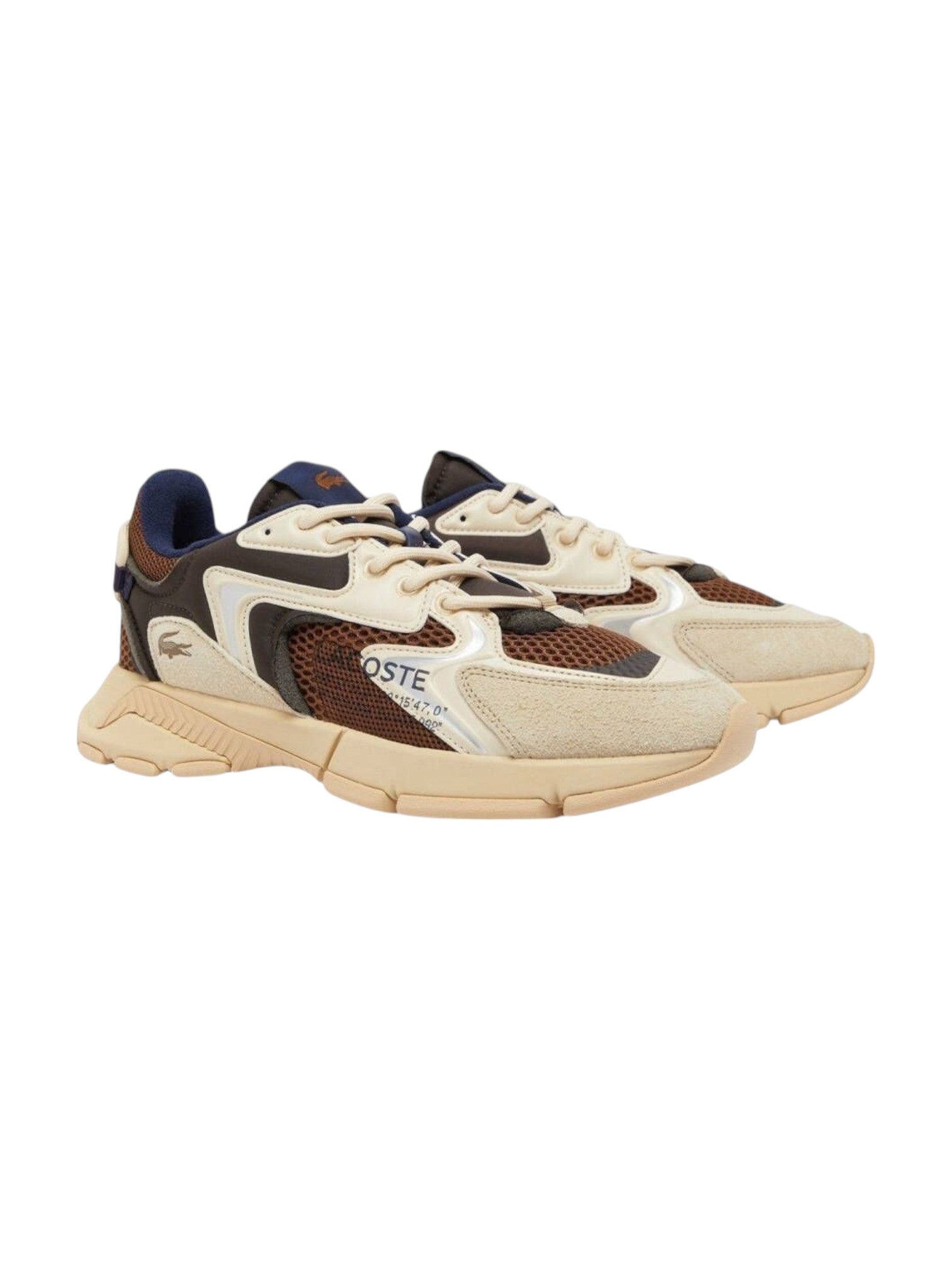 Beige and brown sneakers with visible branding on a white background Lacoste Monza Outlet