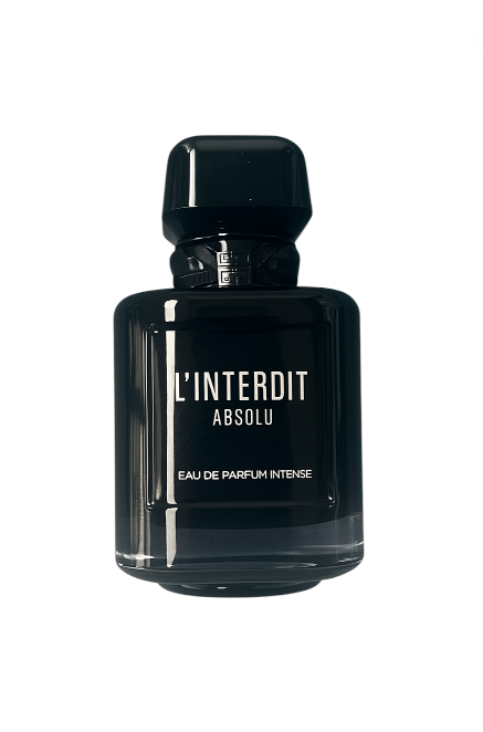 Black perfume bottle labeled 'L'Interdit Absolu' on a white background Monza Outlet, Monza Fashion, Shein Outlet