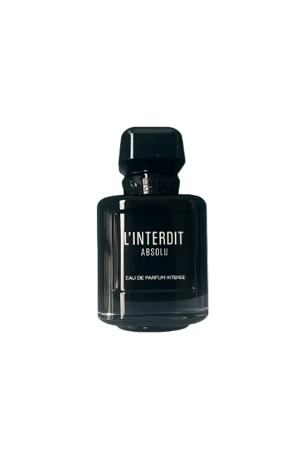 Black perfume bottle labeled 'L'Interdit Absolu' on a white background Monza Outlet, Monza Fashion, Shein Outlet