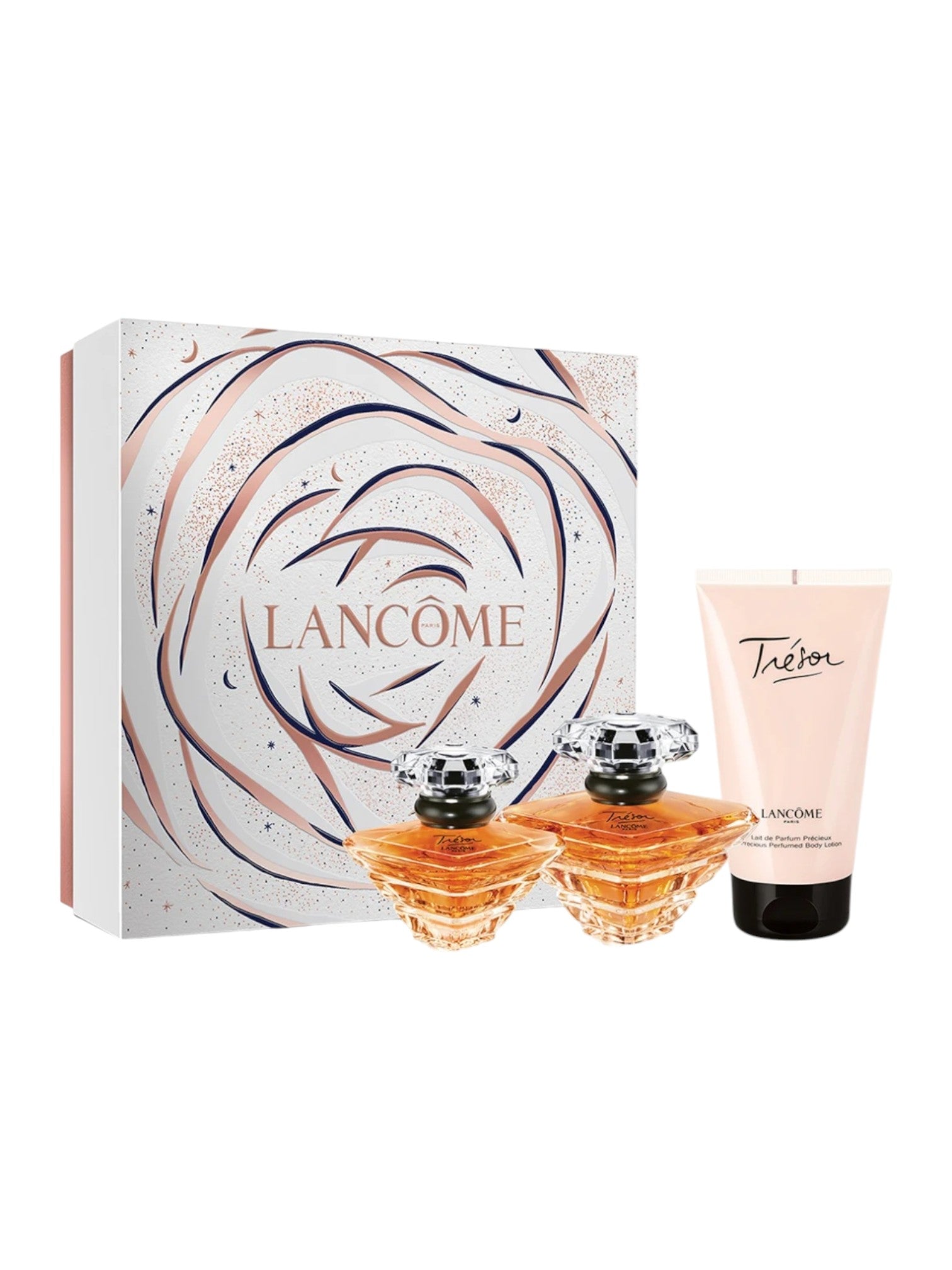 Lancème perfume set with two bottles and a tube on a white background. Lancome, Monza Outlet, Monza Fashion, Shein Outlet