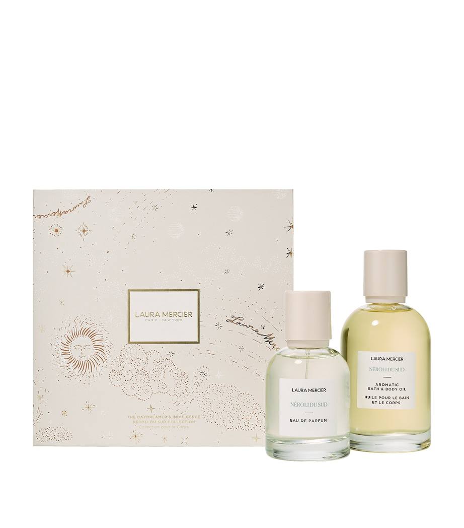 Laura Mercier perfume set with two bottles and a box on a white background Laura Mercier Monza Outlet