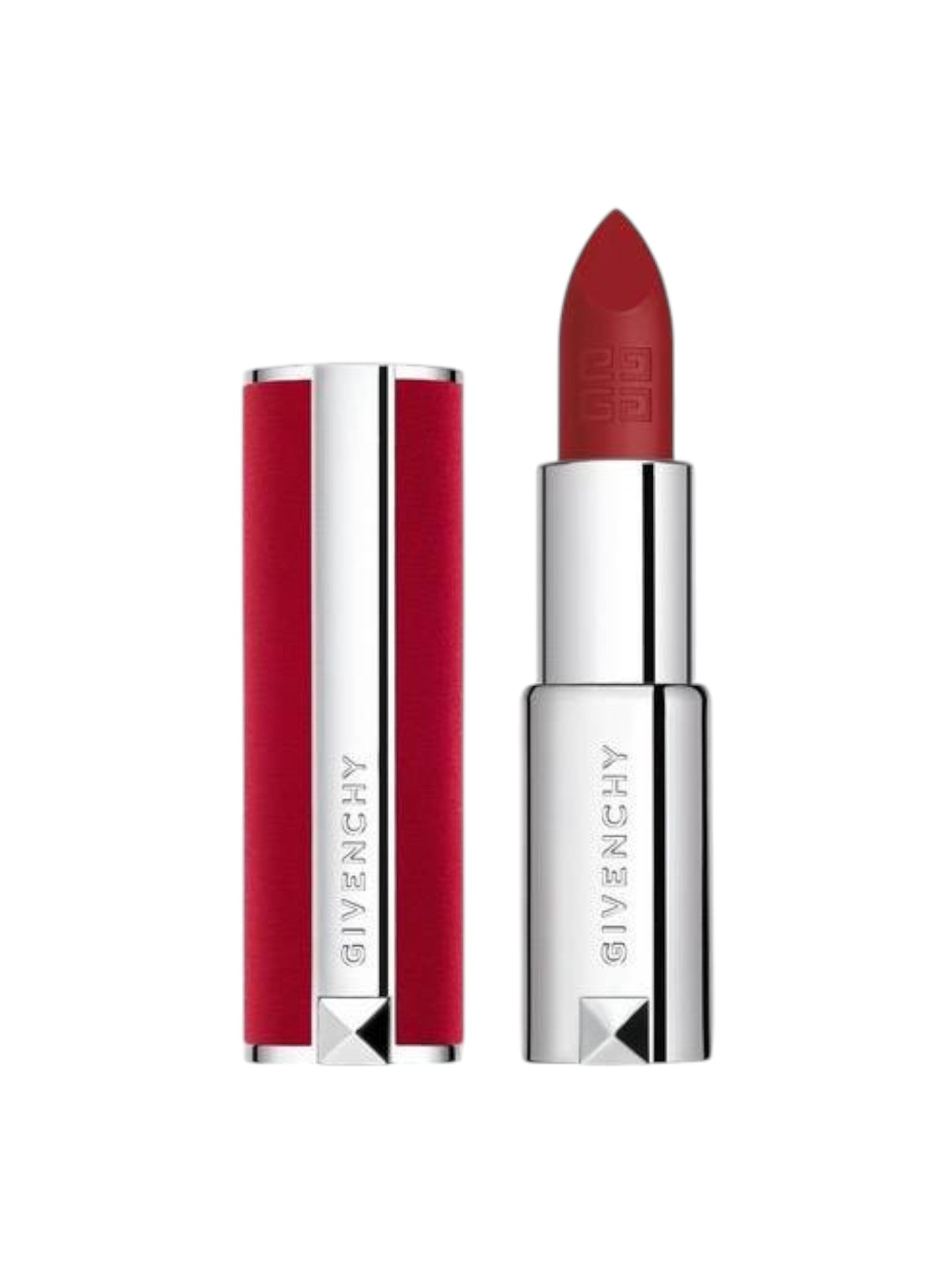 Givenchy lipstick with red shade and silver casing on a white background Monza Outlet