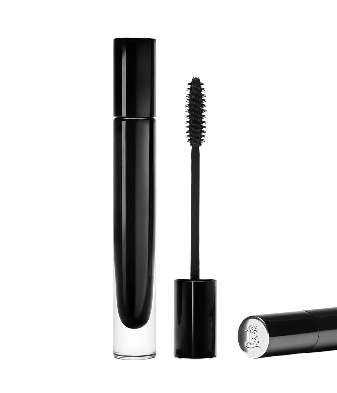 Black mascara with brush on a white background Monza outlet, monza fashion, shein outlet, shien outlet