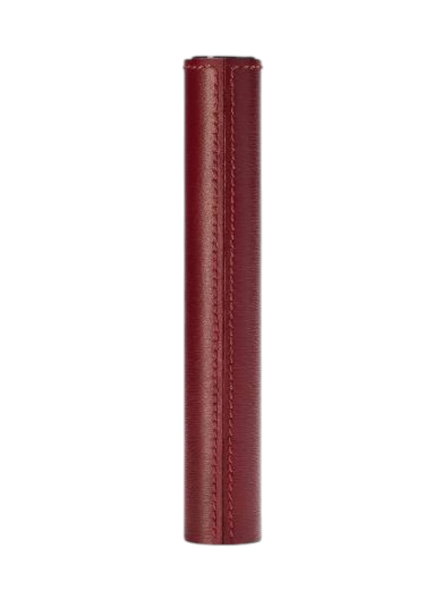 Maroon cylindrical leather product on a white background Monza outlet, monza fashion, shein outlet, shien outlet